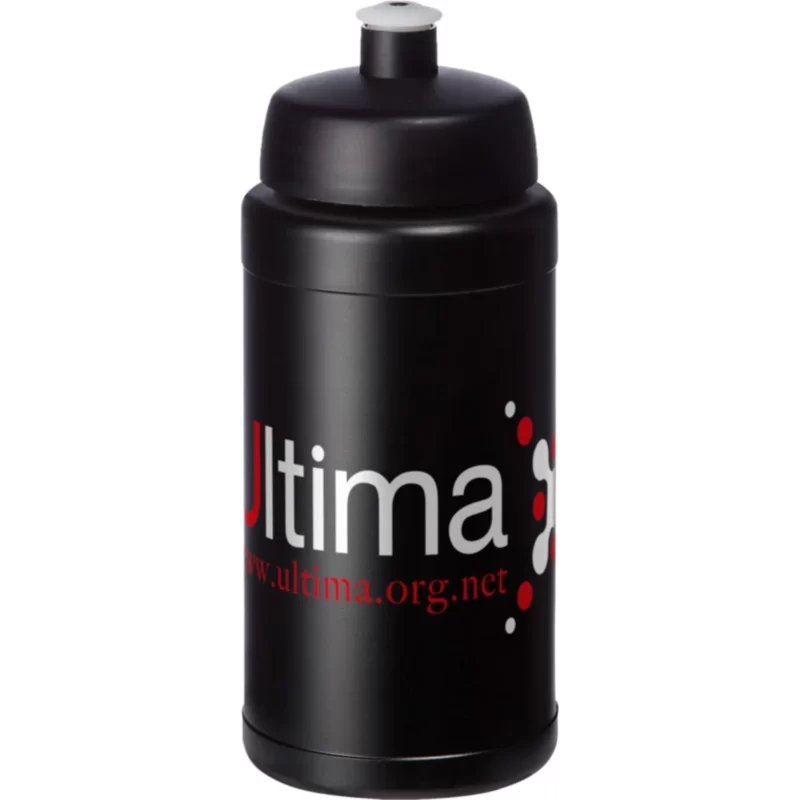 drikkeflaske med logo i sort med motiv
